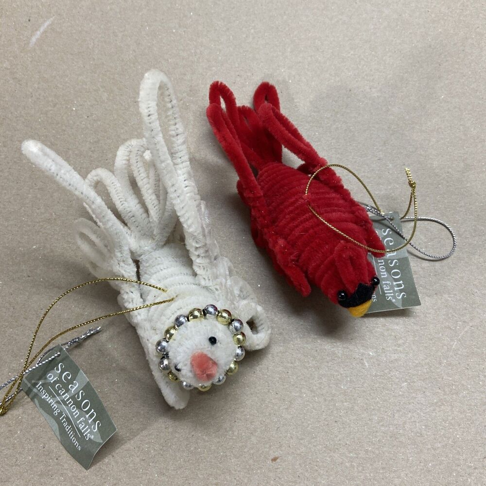 Vintage Seasons of Cannon Falls Ornaments Lot Chenille Birds Cardinal and Dove